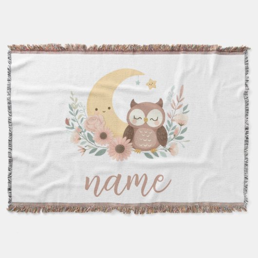 Schattigee baby uil met maan deken (Voorkant)