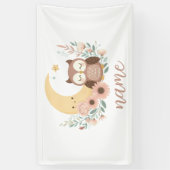 Schattigee baby uil met maan spandoek (Verticaal)
