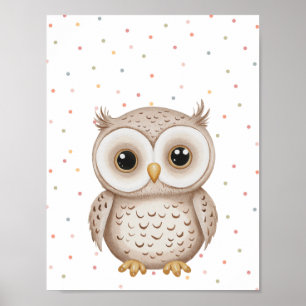 Schattigee Baby Uil Woodland Animal Nursery Poster