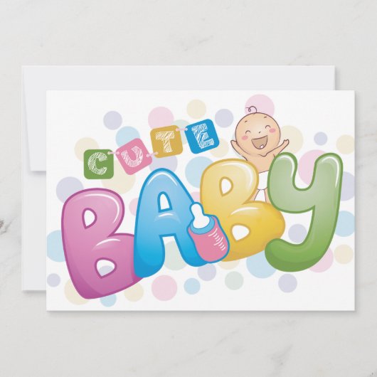 Schattigee Baby-uitnodigingen Kaart (Voorkant)