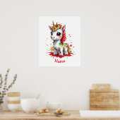 Schattigee Baby Unicorn Custom Name Poster (Keuken)