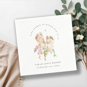 Schattigee Baby Voeten Blush Roze Bloemen Meisje B Servet