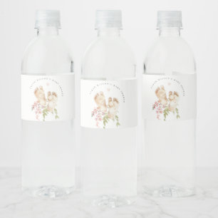 Schattigee Baby Voeten Blush Roze Bloemen Meisje B Waterfles Etiket