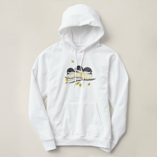 Schattigee Baby Vogel 3 Kuikens op Boomtak Hoodie (Design voorkant)