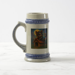 Schattigee Baby Weerwolf op Dog House Fantasy Art Bierpul