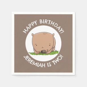 Schattigee baby wombat gepersonaliseerde cartoon v servet