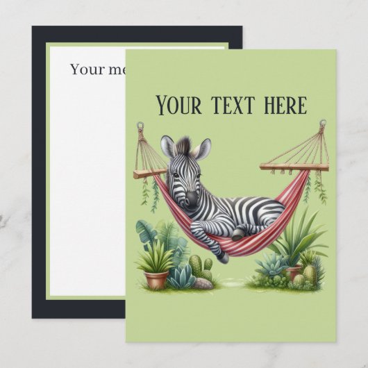 Schattigee baby zebra Bericht toevoegen Notitiekaartje (Voorkant / Achterkant)