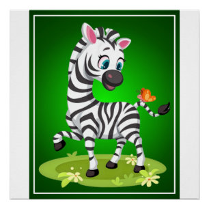Schattigee Baby Zebra Cartoon-23960 Perfect Poster
