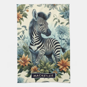 Schattigee  Baby Zebra Waterverf Theedoek