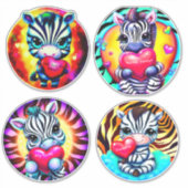 Schattigee Baby Zebra's met harten Sticker (Voorkant)