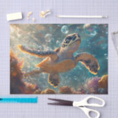 Schattigee Baby Zee Schildpad met Bubbels Decoupag Tissuepapier (Craft)
