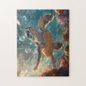 Schattigee Baby Zeeen Schildpad met Bubbels Legpuzzel (Verticaal)