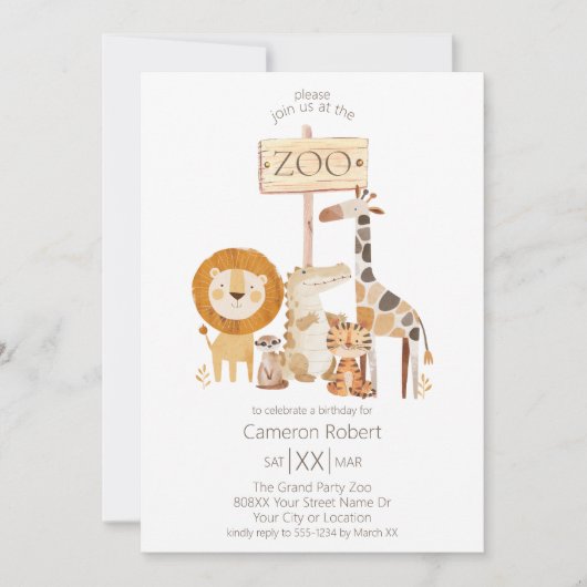 Schattigee Baby Zoo Dieren Kaart (Voorkant)