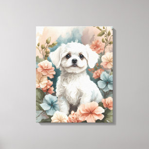 Schattigee babydieren Schattigee witte maltese p Canvas Afdruk