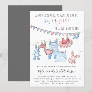 Schattigee babykleding gender reveal party Baby sh Kaart