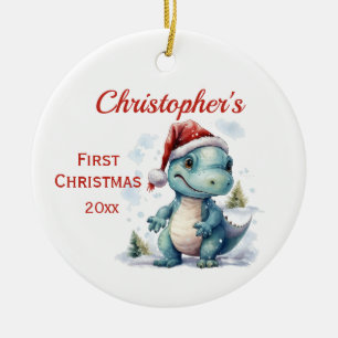 Schattigee Baby's 1e Kerstmis Dinosaurus Keramisch Ornament