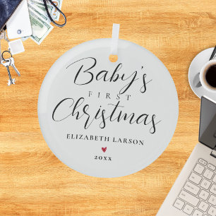 Schattigee Baby's eerste kerst aangepaste naam wit Glas Ornament