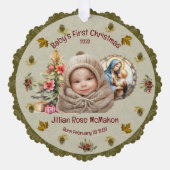 Schattigee Baby's Eerste Kerst  Cardstock Ornament Kaart (Voorkant)
