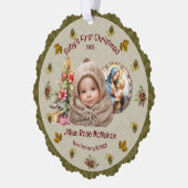 Schattigee Baby's Eerste Kerst  Cardstock Ornament Kaart (Links)