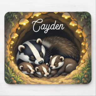 Schattigee Badger Familie Gepersonaliseerd Muismat