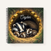 Schattigee Badger Familie Gepersonaliseerd Notitieboek (Voorkant)