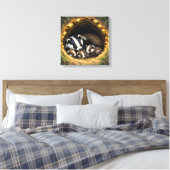 Schattigee Badger Family Napping Canvas Afdruk (Insitu (Slaapkamer))