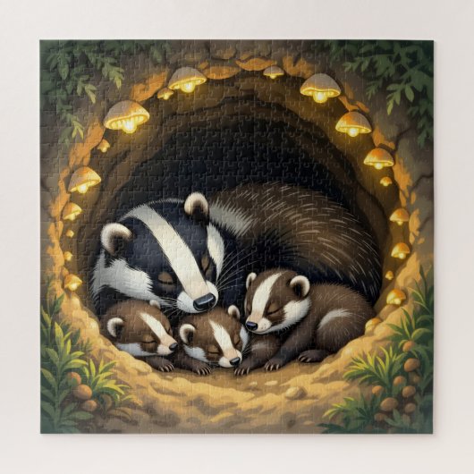 Schattigee Badger Family Napping Legpuzzel (Verticaal)