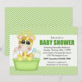 Schattigee badtijd Giraffe Baby shower Kaart (Voorkant / Achterkant)