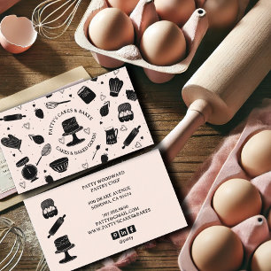 Schattigee Baker Pastry Chef Baking Utensils Roze  Visitekaartje