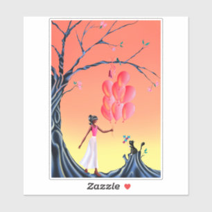 Schattigee ballerina en kat bij zonsondergang sticker