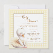 Schattigee Ballerina Geel Plaid Baby shower Uitnod (Voorkant)