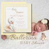 Schattigee Ballerina Geel Plaid Baby shower Uitnod