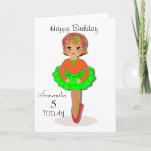 Schattigee ballerina gepersonaliseerde verjaardag  kaart