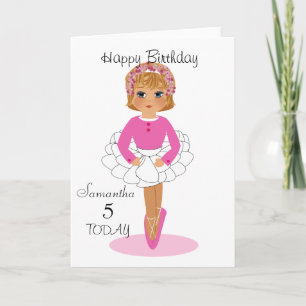 Schattigee ballerina gepersonaliseerde verjaardag  kaart