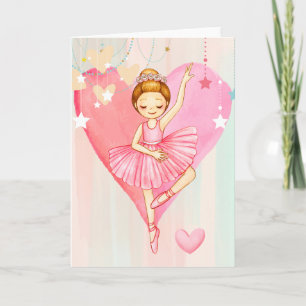 Schattigee Ballerina Stars en Heart Blank Note Kaa Kaart