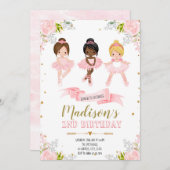 Schattigee ballerina verjaardagsdouche uitnodiging (Voorkant / Achterkant)