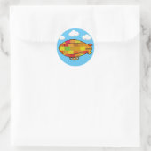 Schattigee ballonballon in blauwe lucht ronde sticker (Tas)