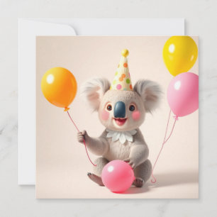 Schattigee ballonverjaardagkoala kaart