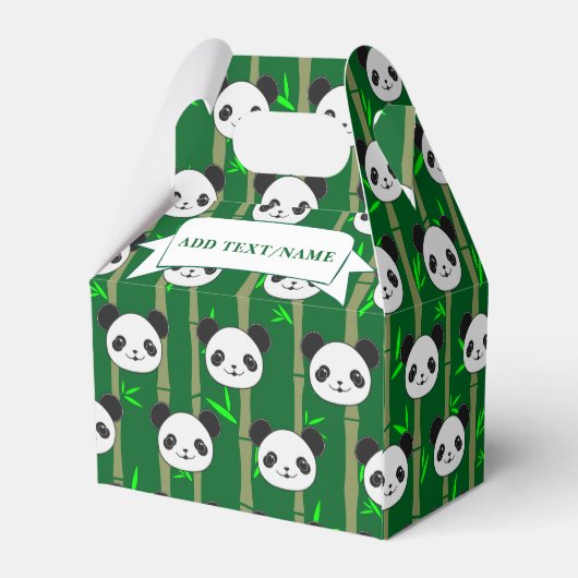 Schattigee Bamboe Panda Patroon Custom Naam Bedankdoosjes (Achterkant)