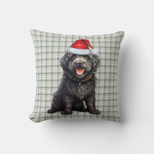 Schattigee Barbet Dog Green Plaid Kerstvakantie Kussen