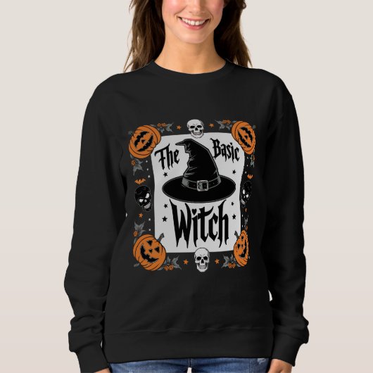 Schattigee Basic Witch Halloween Hoodie Pumpkins Trui (Voorkant)