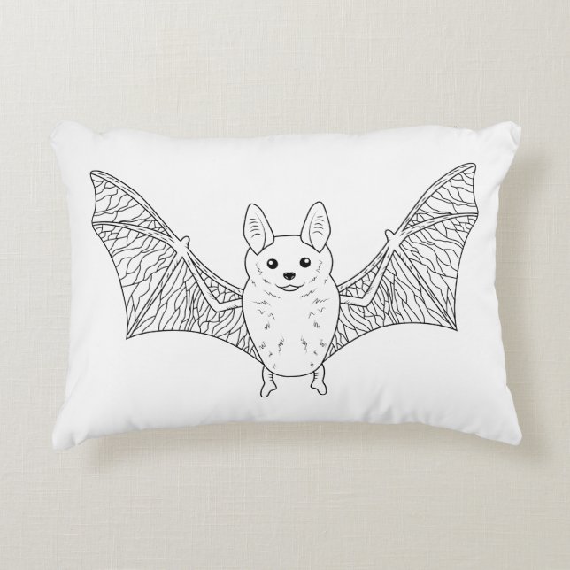 Schattigee Bat Line Art Halloween Art Accent Kussen (Voorkant)