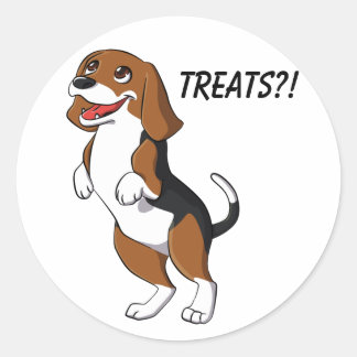 Schattigee Beagle Dog Puppy Treats Yum Dinner Time Ronde Sticker