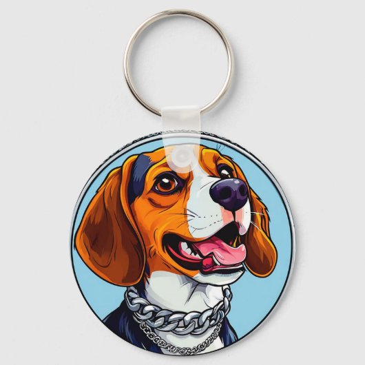 Schattigee beagle Dog Sleutelhanger (Voorkant)