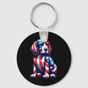 Schattigee Beagle Dog USA Vlag Vrouwen Mannen Hond Sleutelhanger