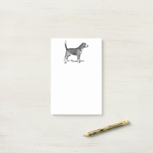 Schattigee Beagle Elegant Dog Drawing Post-it® Notes (Op bureau)
