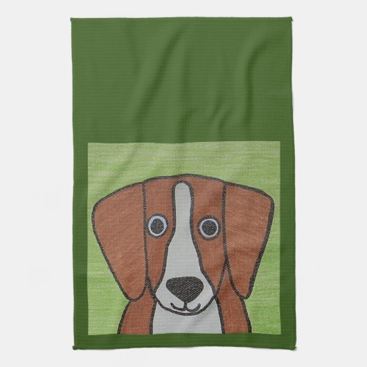 Schattigee Beagle keukenhanddoek (Verticaal)