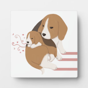 Schattigee Beagle Moeder & Baby Illustratie Fotoplaat