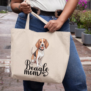 Schattigee Beagle Moeder Gift Grappige Cartoon Pup Grote Tote Bag