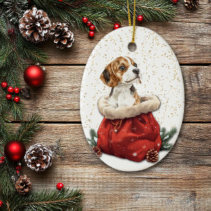 Schattigee Beagle Puppy Dog Christmas Gift Bag Keramisch Ornament